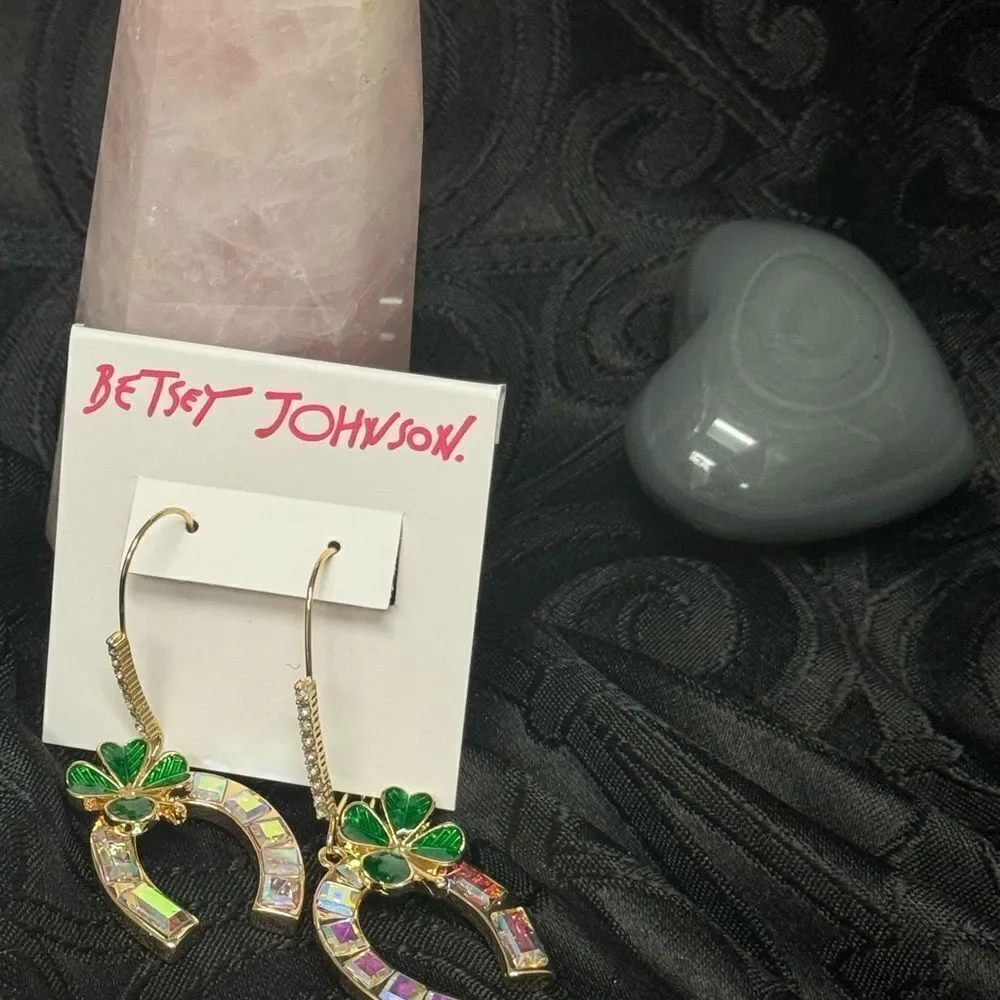 Betsey johnson  horseshoe  shamrock earrings